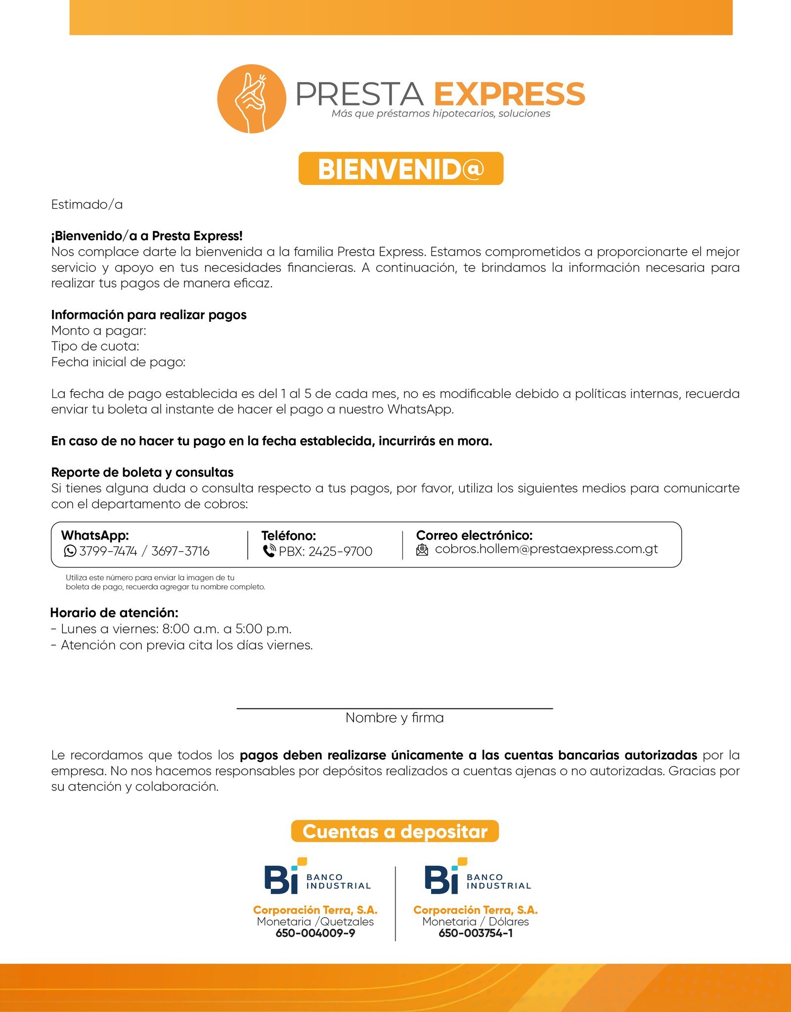 Carta de bienvenida